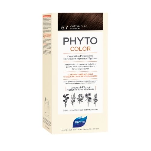 Phyto Color Permanente Haarkleuring Lichtbruin kastanje 5.7 Kit